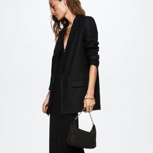 NWOT MANGO 100% Black Linen Blazer XXS